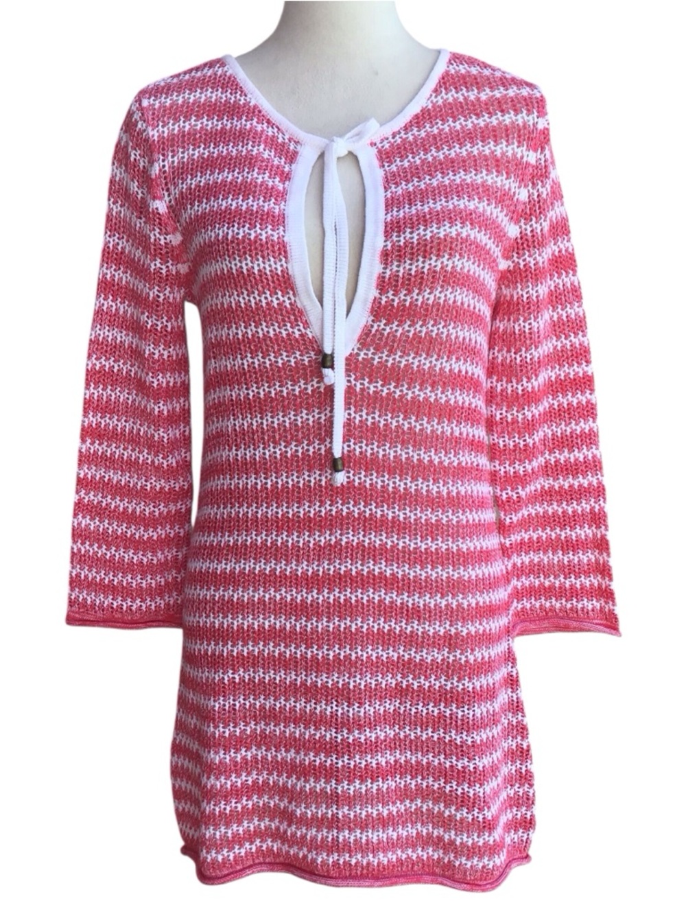 Tommy Bahama Star Island Linen  Crochet Too Tunic Paradise Pink Cov…NEW